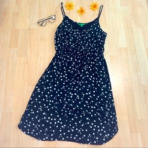 Midi Polka Dot Lined Spaghetti Strap Dress Sz S/M